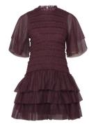 Minnie Short Sleeve Lace Mini Dress Malina Burgundy