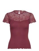 Rmwbea Lace Heartshape Ss Top RM By Rosemunde Burgundy