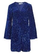 Vibarina Wide Sleeve Glitter Dress Vila Blue