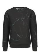 Jjkey Sporty Loose Aop Sweat Crew Ln Jnr Jack & J S Black