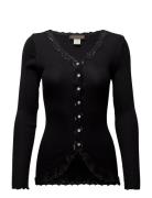 Rwbabette Ls V-Neck Regular Lace Ca Rosemunde Black