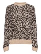 Leopard-Print Sweater With Contrasting Trims Mango Beige