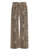 Leopard-Print High-Waist Straight-Fit Jeans Mango Brown