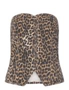 Leopard-Print Corset Top Mango Brown