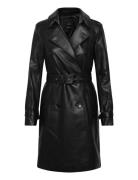 Leather-Effect Trench Coat Mango Black