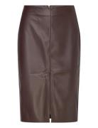 Leather-Effect Pencil Skirt Mango Brown