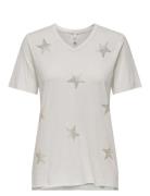 Onllucy Life Star S/S V-Neck Cs Top ONLY White