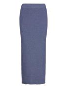 Rib Knit Maxi Skirt Monki Blue