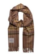 Tartan Check Cashmere Blend Scarf GANT Beige