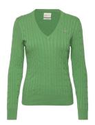 Stretch Cotton Cable V-Neck GANT Green