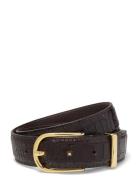 Charlie Rounded Buckle Leather Belt Malina Black