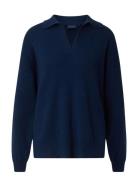 Peyton Boiled Merino Wool Knitted Polo Sweater Lexington Clothing Navy