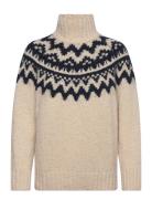 Fair Isle Stand Collar GANT Beige