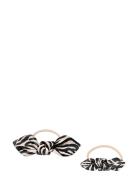 Leather Bow Hair Tie Big And Small 2-Pack Corinne Patterned