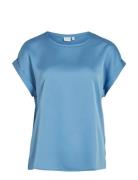 Viellette S/S Satin Top - Noos Vila Blue