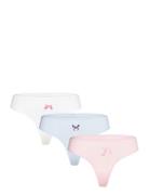 3-Pack Printed Rib Cotton Thongs Monki White