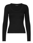 Long Sleeve Round Neck Top Monki Black