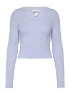 Fluffy Knitted Boat Neck Sweater Monki Blue