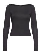 Long Sleeve Boat Neck Top Monki Black