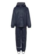 Pu Rain Set W. Fleece/Susp. 104 Rec Mikk-line Navy