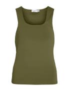 Vikenza U-Neck S/L Tank Top Rev - Noos Vila Khaki