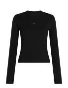 Woven Label Rib Ls Top Calvin Klein Jeans Black