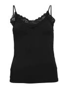 Objleena Sus Lace Singlet Top Noos Object Black