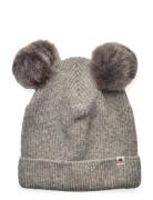 Hat Knit W. Alpaca Pompoms Huttelihut Grey