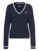 Tjw Badge Cable V-Neck Sweater Tommy Jeans Navy