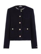 Crop Boucle Gold Button Jacket Tommy Hilfiger Navy