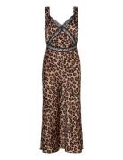 Emory Print Satin Slip Dress Bardot Brown