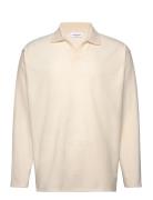 V-Neck Jacquard Polo L/S Lindbergh Cream