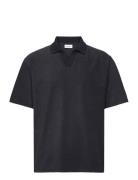 V-Neck Jacquard Polo S/S Lindbergh Black