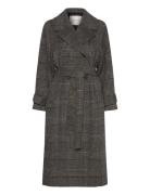 Large Checked Wool Trench Coat GANT Brown