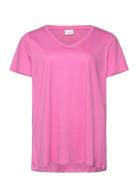 Carbonnie Life S/S V A-Shape Tee Noos ONLY Carmakoma Pink