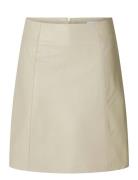 Slfnew Ibi Mw Leather Skirt B Noos Selected Femme Cream