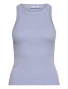 Ribbed Cotton-Blend Top Mango Blue