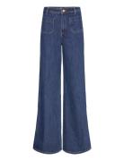 Wideleg Jeans With Pockets Mango Blue