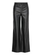 Leather-Effect Straight Trousers Mango Black