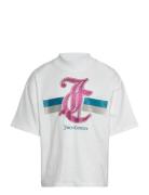 Glitter Stripe Boxy Tee Juicy Couture White