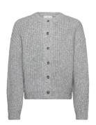 Ribbed Knitted Cardigan With Buttons Mango Grey