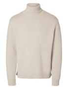 Slhcody Ls Knit Relaxed Roll Neck Selected Homme Cream