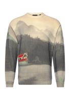 Printed Dropped Shoulder Crewneck Scotch & Soda Beige