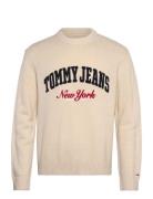 Tjm Reg Varsity Crew Sweater Ext Tommy Jeans Cream