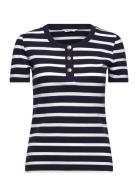 Slim Striped Pique Ss T-Shirt GANT Navy