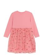 Dress Ls W. Tulle Minymo Pink