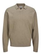 Jjcolin Slub Knit Polo Ls Jack & J S Beige