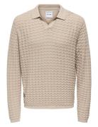 Onsantonio Ls 12 Resort Crochet Polo ONLY & SONS Beige