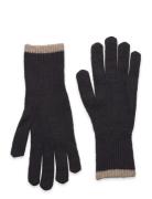 Gloves Knitted W Striped Edge Lindex Black