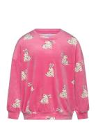 Sweater Velour Aop Rabbit Lindex Pink